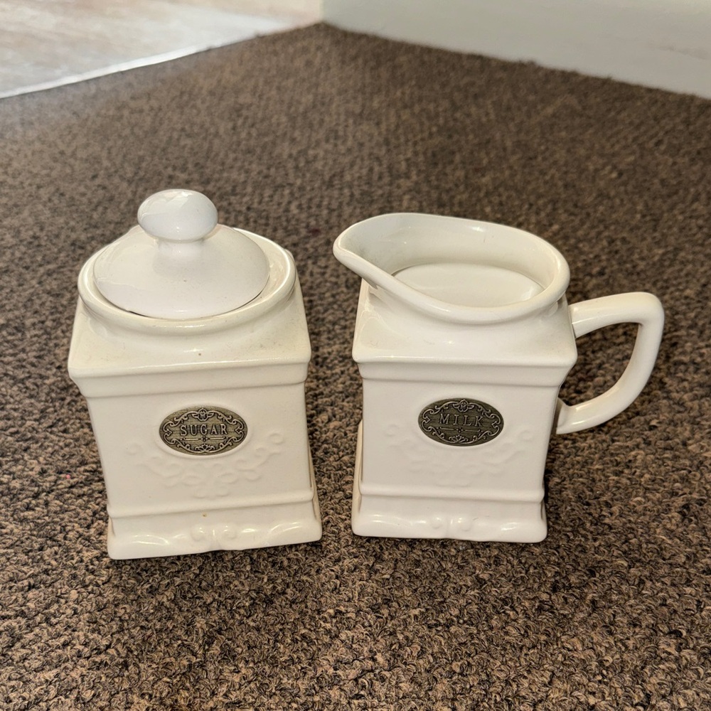 Elegant White Ceramic Sugar and Creamer Set